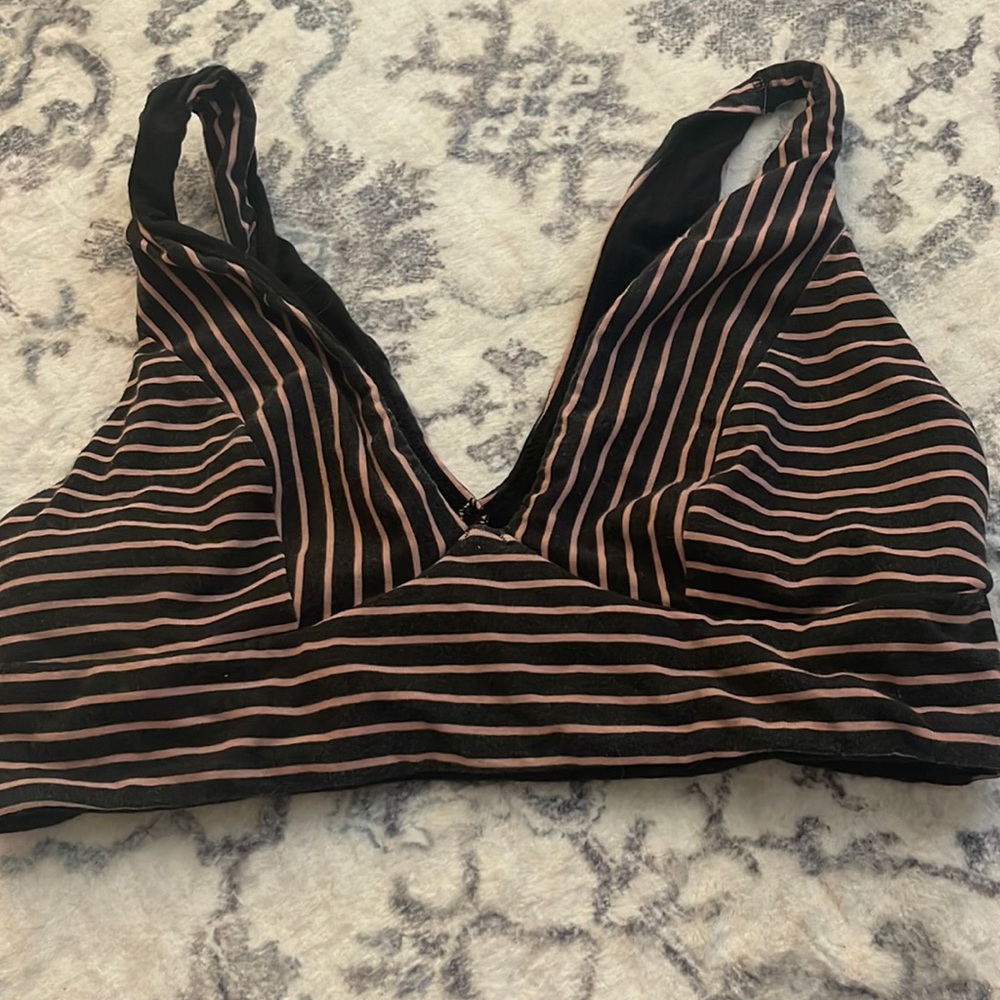 Gray and pink sports bra